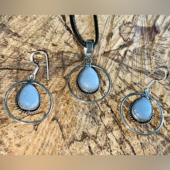 Set of Angelite Pendant & Earrings - Picture 4 of 11